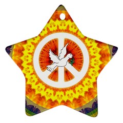 Psychedelic Peace Dove Mandala Star Ornament (two Sides)