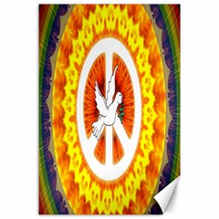 Psychedelic Peace Dove Mandala Canvas 24  X 36  (unframed) by StuffOrSomething