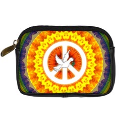 Psychedelic Peace Dove Mandala Digital Camera Leather Case by StuffOrSomething