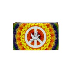 Psychedelic Peace Dove Mandala Cosmetic Bag (small) by StuffOrSomething