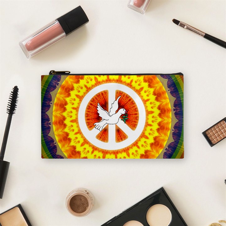 Psychedelic Peace Dove Mandala Cosmetic Bag (Small)