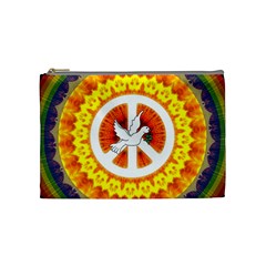 Psychedelic Peace Dove Mandala Cosmetic Bag (medium) by StuffOrSomething