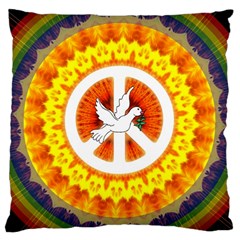 Psychedelic Peace Dove Mandala Large Cushion Case (two Sided)  by StuffOrSomething