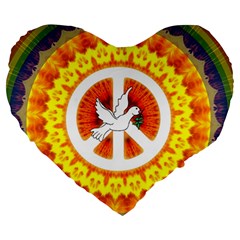 Psychedelic Peace Dove Mandala 19  Premium Heart Shape Cushion by StuffOrSomething