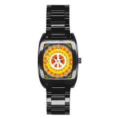 Psychedelic Peace Dove Mandala Stainless Steel Barrel Watch