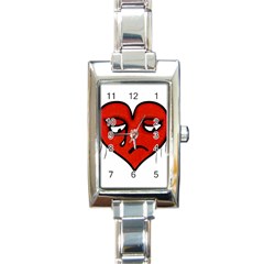 Sad Heart Rectangular Italian Charm Watch by dflcprints