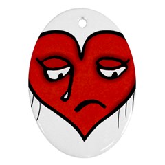 Sad Heart Oval Ornament