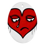 Sad Heart Oval Ornament Front