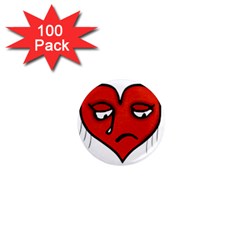 Sad Heart 1  Mini Button Magnet (100 Pack) by dflcprints