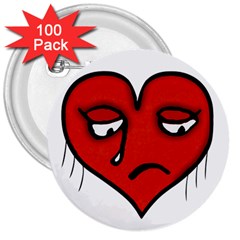 Sad Heart 3  Button (100 Pack) by dflcprints