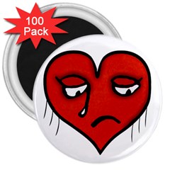 Sad Heart 3  Button Magnet (100 Pack) by dflcprints