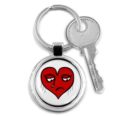 Sad Heart Key Chain (round) by dflcprints