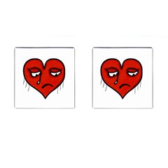 Sad Heart Cufflinks (square) by dflcprints