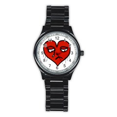 Sad Heart Sport Metal Watch (black) by dflcprints