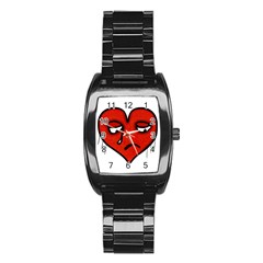 Sad Heart Stainless Steel Barrel Watch by dflcprints