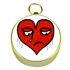 Sad Heart Gold Compass by dflcprints