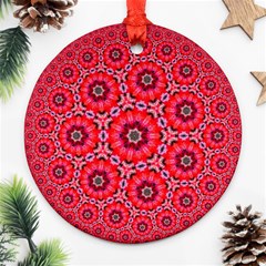 Red Flower Rosette Round Ornament (two Sides) by rosetteornaments