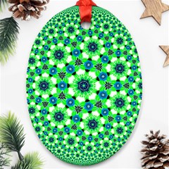 Green Flower Rosette Oval Ornament (two Sides) by rosetteornaments