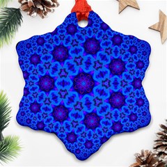 Blue Flower Rosette Snowflake Ornament (two Sides)