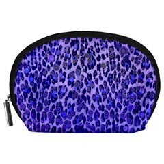 Blue Leopard  Accessory Pouch (large) by OCDesignss