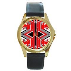 Fantasy Round Leather Watch (gold Rim)  by Siebenhuehner