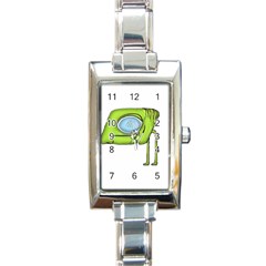 Funny Alien Monster Character Rectangular Italian Charm Watch by dflcprints