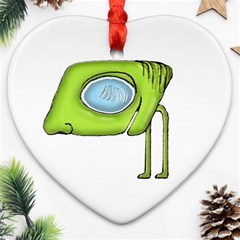 Funny Alien Monster Character Heart Ornament by dflcprints