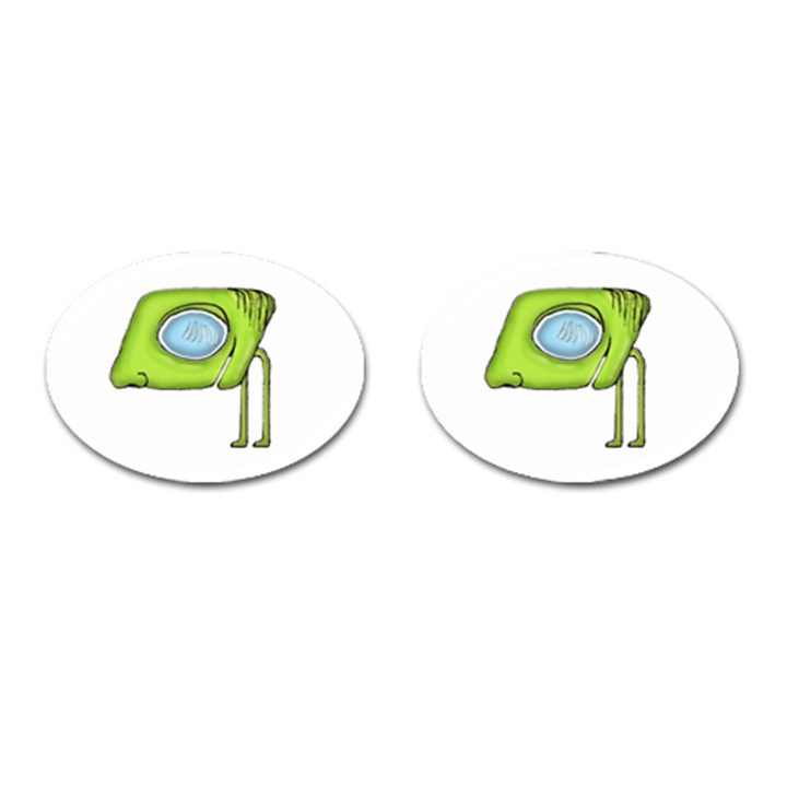 Funny Alien Monster Character Cufflinks (Oval)