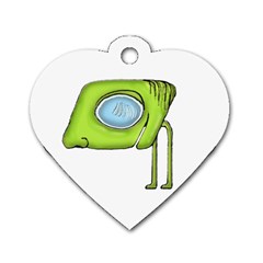 Funny Alien Monster Character Dog Tag Heart (one Sided)  by dflcprints