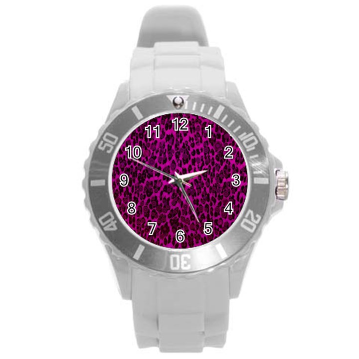 Pink Cheetah  Plastic Sport Watch (Large)