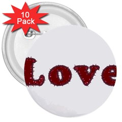 Love Typography Text Word 3  Button (10 Pack) by dflcprints