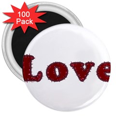 Love Typography Text Word 3  Button Magnet (100 Pack) by dflcprints