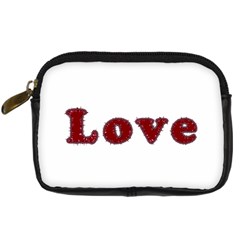 Love Typography Text Word Digital Camera Leather Case by dflcprints