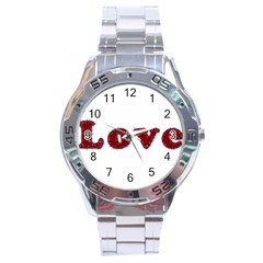 Love Typography Text Word Stainless Steel Watch by dflcprints