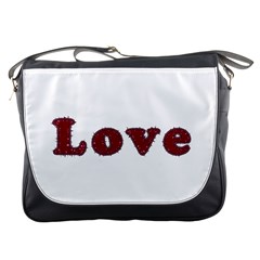 Love Typography Text Word Messenger Bag by dflcprints