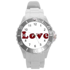 Love Typography Text Word Plastic Sport Watch (large)