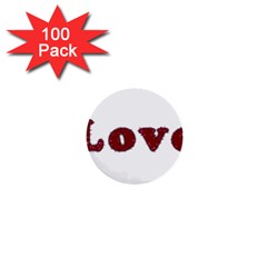 Love Typography Text Word 1  Mini Button (100 Pack) by dflcprints