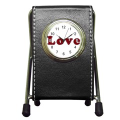 Love Typography Text Word Stationery Holder Clock by dflcprints