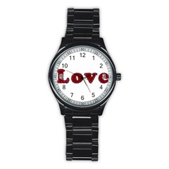 Love Typography Text Word Sport Metal Watch (black) by dflcprints