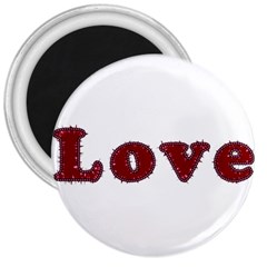 Love Typography Text Word 3  Button Magnet by dflcprints