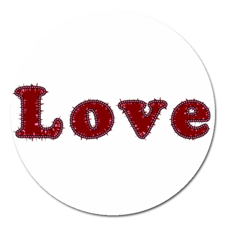 Love Typography Text Word Magnet 5  (Round)