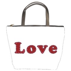 Love Typography Text Word Bucket Handbag by dflcprints