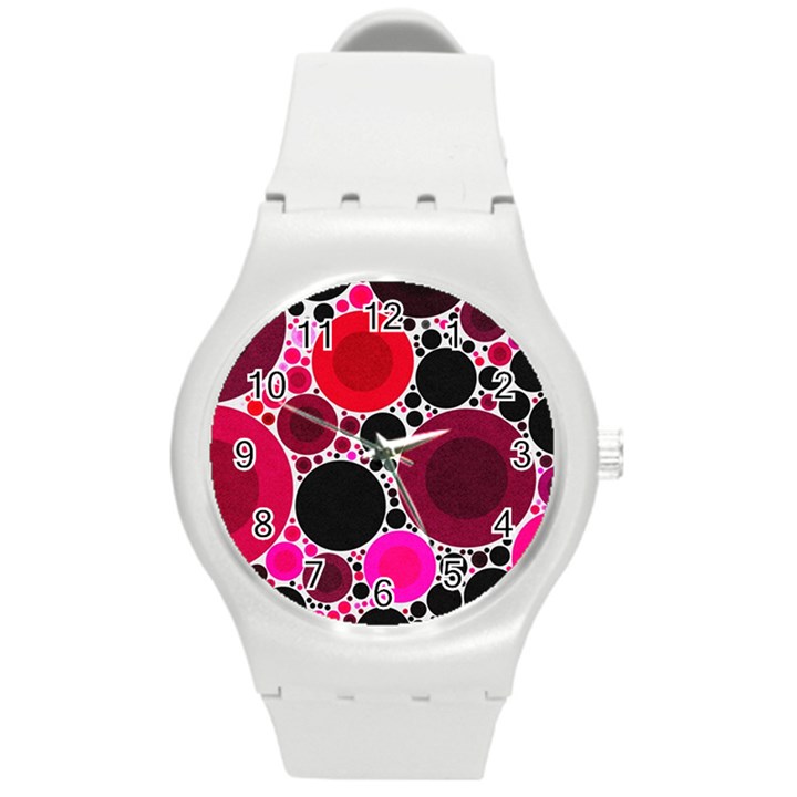 Retro Polka Dot  Plastic Sport Watch (Medium)