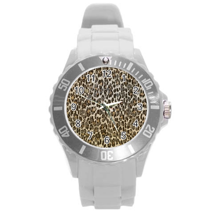 Chocolate Leopard  Plastic Sport Watch (Large)