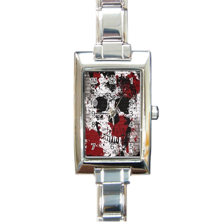 Skull Grunge Graffiti  Rectangular Italian Charm Watch