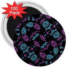 Ornate Dark Pattern  3  Button Magnet (100 Pack) by dflcprints