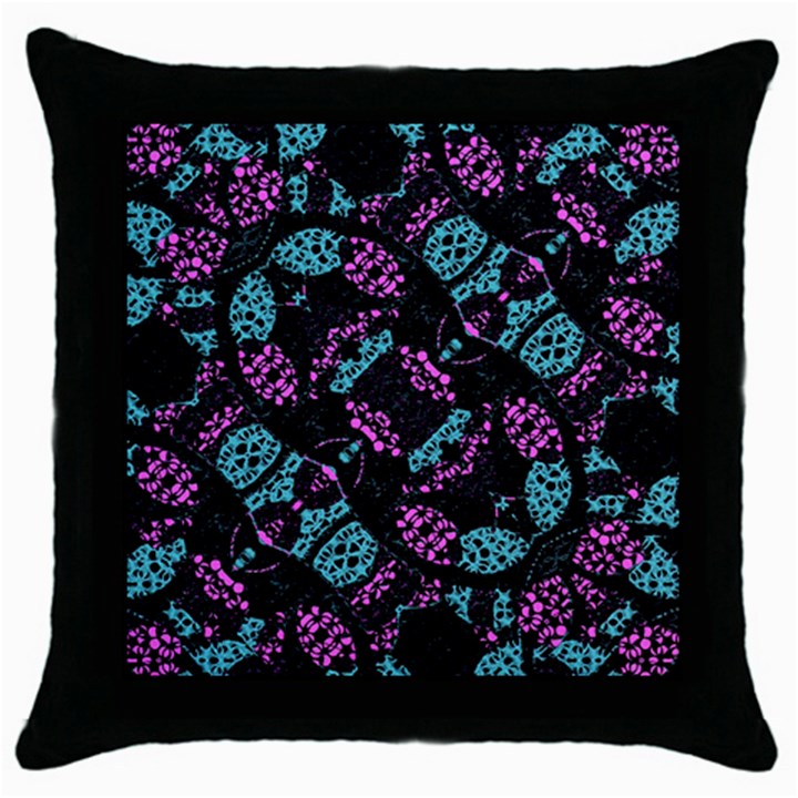 Ornate Dark Pattern  Black Throw Pillow Case