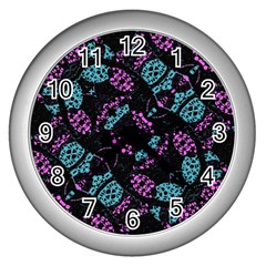 Ornate Dark Pattern  Wall Clock (silver) by dflcprints