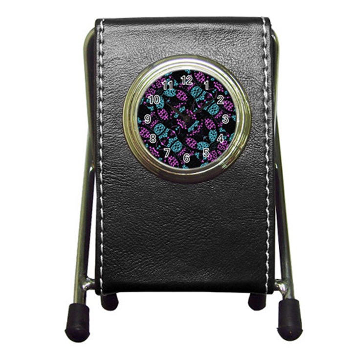 Ornate Dark Pattern  Stationery Holder Clock