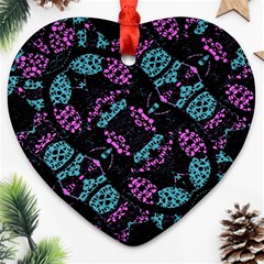 Ornate Dark Pattern  Heart Ornament (two Sides) by dflcprints